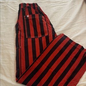 Big Bud Press Red and Black Striped Women's Flare Pants